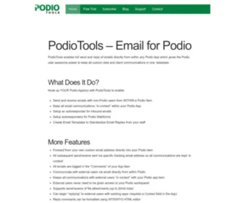Podiotools.com(Email for Podio by PodioTools) Screenshot
