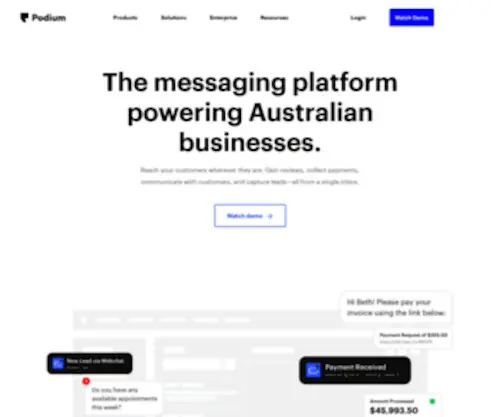 Podium.com.au(Messaging Tools For Local Business) Screenshot