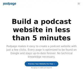 Podpage.com(Build a beautiful podcast website in 5 minutes) Screenshot