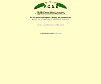 Pods.org.uk(PODS means Parents of Down's Syndrome) Screenshot