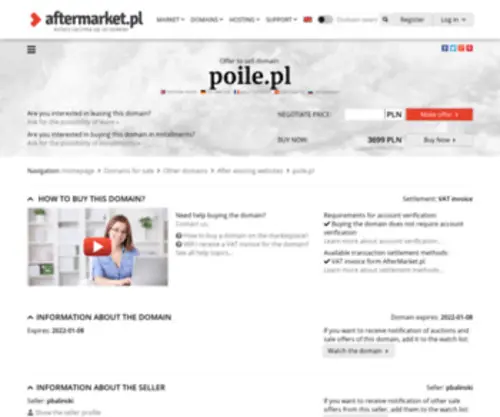 Poile.pl(Cena domeny: 3699 PLN (do negocjacji)) Screenshot