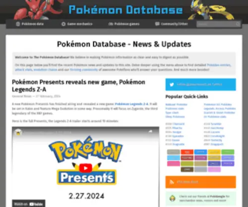 Pokemondb.net(The Pokémon Database) Screenshot