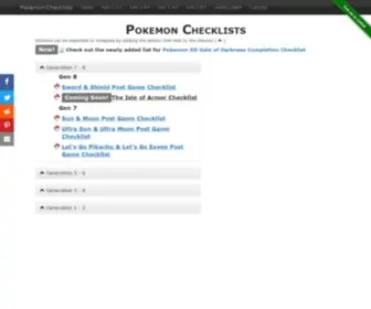 Pokemonpostgame.com(Pokemon Checklists) Screenshot