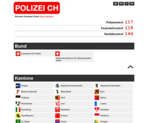 Police.ch(Startseite Schweizer Polizei) Screenshot