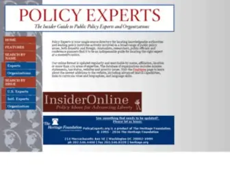 Policyexperts.org(The Insider Guide to Public Policy Experts and Organizations) Screenshot