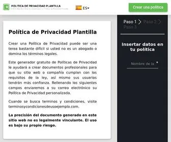 Politicadeprivacidadplantilla.com(▷ Generador de Política de Privacidad) Screenshot