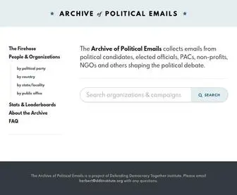 Politicalemails.org(Archive of Political Emails) Screenshot