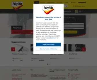 Polyfilla.be(Al sinds 1956 produceert Polyfilla vulmiddelen en plamuren. Topkwaliteit leveren) Screenshot