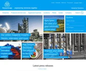 Polysius.com(The Industrial Solutions business area of thyssenkrupp) Screenshot