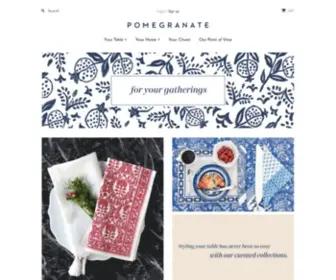 Pomegranateinc.com(Hand block printed table linens & napkins resort apparel) Screenshot