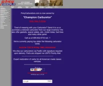 Ponycarburetors.com(Pony Carburetors) Screenshot