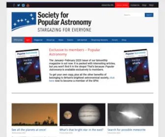 Popastro.com(The Society for Popular Astronomy) Screenshot