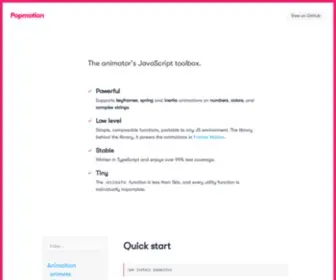 Popmotion.io(JavaScript animation libraries for delightful interfaces) Screenshot
