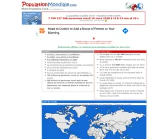 Populationmondiale.com(World population clock : suivez l'évolution de la population du Monde en direct) Screenshot