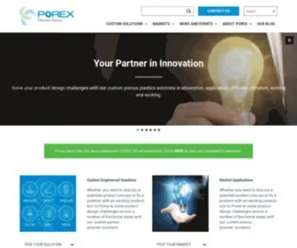 Porex.com(Porous plastics) Screenshot