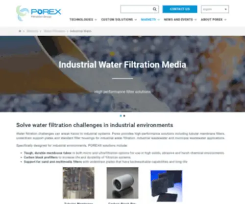 Porexfiltration.com(Industrial Water Filtration) Screenshot