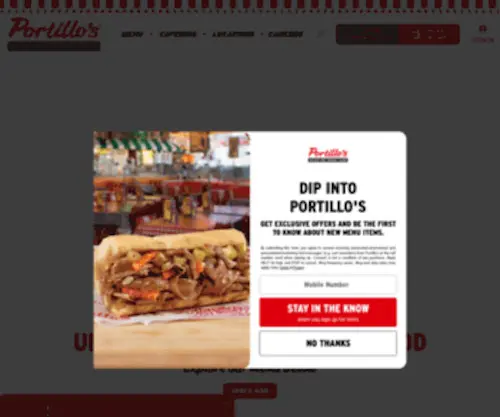 Portillos.com(Portillo's) Screenshot