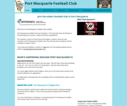 Portmacquariefc.com(Port Macquarie Football Club) Screenshot