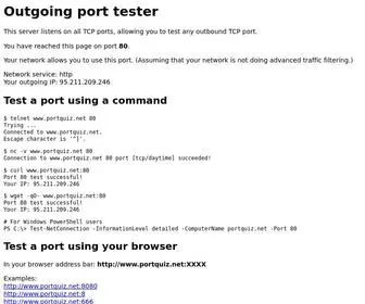 PortQuiz.net(Outgoing Port Tester) Screenshot