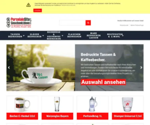 Porzellanseite.de(Tassen bedrucken) Screenshot