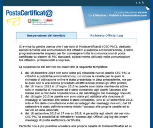 Postacertificata.gov.it(Accessibilità) Screenshot