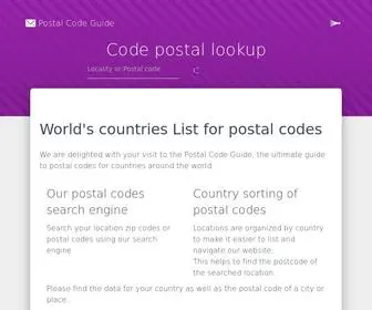 Postalcodeguide.com(Postal Code Guide for Worldwide countries postal codes) Screenshot