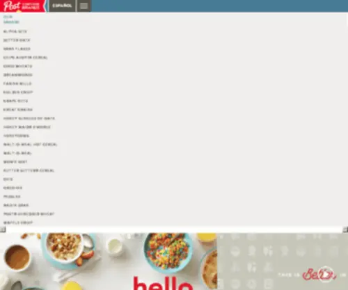 Postcereals.com(Post Foods) Screenshot