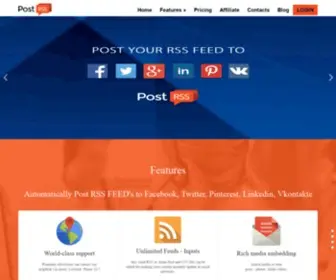 Postrss.com(PostRSS Easy to Share Your RSS Content on Social Networks) Screenshot