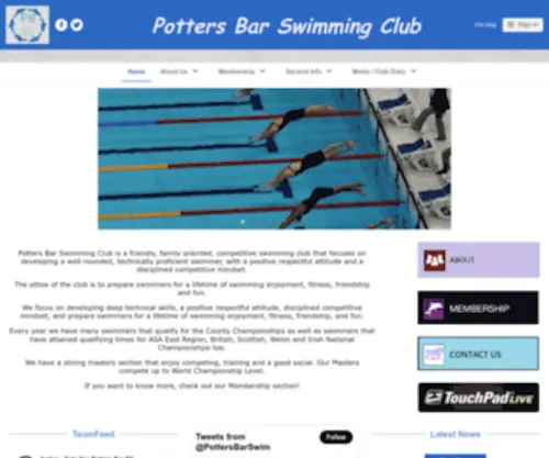 Pottersbarsc.co.uk(Potters Bar Swimming Club) Screenshot