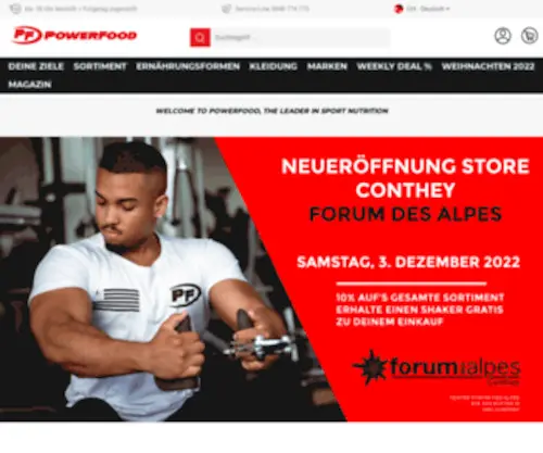 Powerfood.ch(The leader in sport nutrition) Screenshot