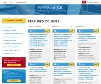 Powerpak.com(Continuing Education for Pharmacists and Pharmacy Technicians) Screenshot