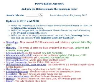 Powys.org(Powys-Lybbe genealogy and heraldry plus a bit more) Screenshot