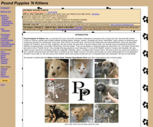PPNK.org(Pound Puppies 'N Kittens Pet Rescue Georgia) Screenshot