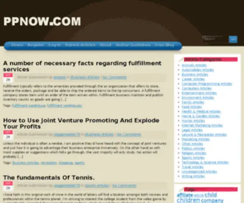 PPnow.com(Free Ezine Articles directory) Screenshot