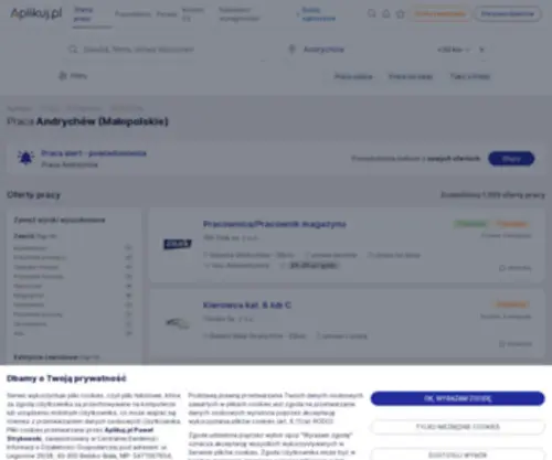 Praca-Andrychow.pl(Ponad 1000 ofert pracy w Andrychowie (woj. Małopolskie)) Screenshot