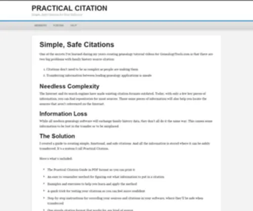 Practicalcitation.com(Simple, Safe Citations for Your Software) Screenshot