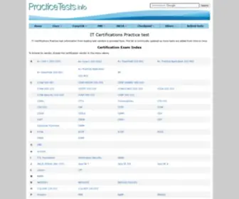 Practicetests.info(Practice Tests for Certification Exams) Screenshot