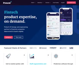 Praxent.com(The digital innovation company for Fintechs) Screenshot