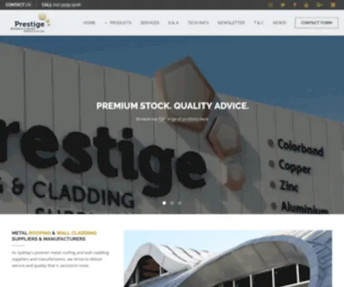 PRCS.com.au(Prestige Roofing & Cladding Supplies in Zinc) Screenshot