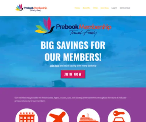 Prebookmembership.com(Membership Travel Website) Screenshot