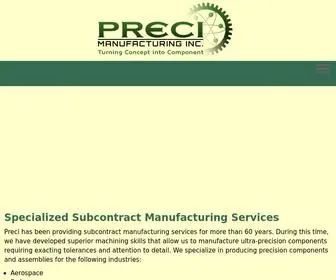 Preci.com(Subcontract Manufacturing Services) Screenshot