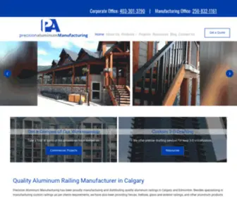 Precisionaluminum.ca(Aluminum Railing Manufacturer Calgary and Edmonton) Screenshot