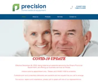 Precisionhme.ca(Precision Home Medical Equipment) Screenshot