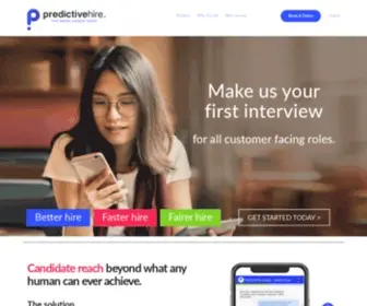 Predictivehire.com(Hire better people faster. Reduce hiring time and costs significantly. Automated interview text) Screenshot