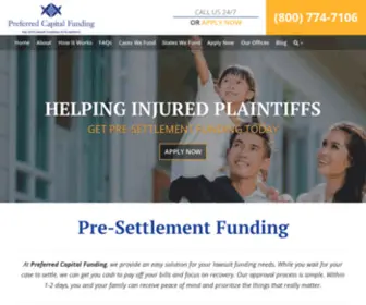 Preferredcapitalfunding.com(Pre-Settlement Lawsuit Funding) Screenshot