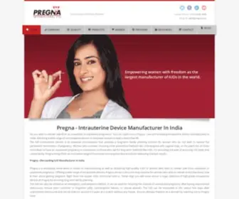 Pregna.com(Intrauterine Device Manufacturer) Screenshot