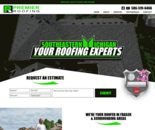 Premierenovations.com(Roofing Company) Screenshot