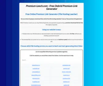 Premium-Leech.com(Free Premium Link Generator) Screenshot