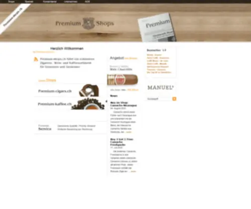 Premium-Shops.ch(Online-Shop für Wein, Zigarren und Kaffee) Screenshot