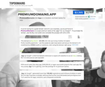 PremiumDomains.app(Premium domain name (Buy now)) Screenshot